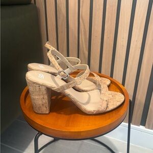 bp Tan Strappy Block Heel Sandals